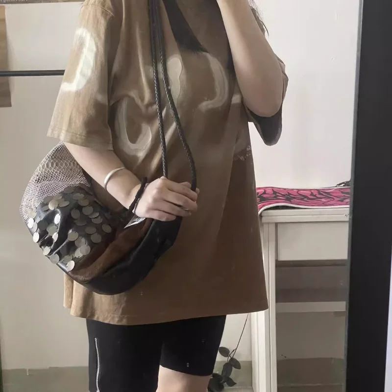 Original Sequin Mohair Snake-print Color Splicing Retro One Shoulder Crossbody Crescent Dumpling Bags for Women сумка женская