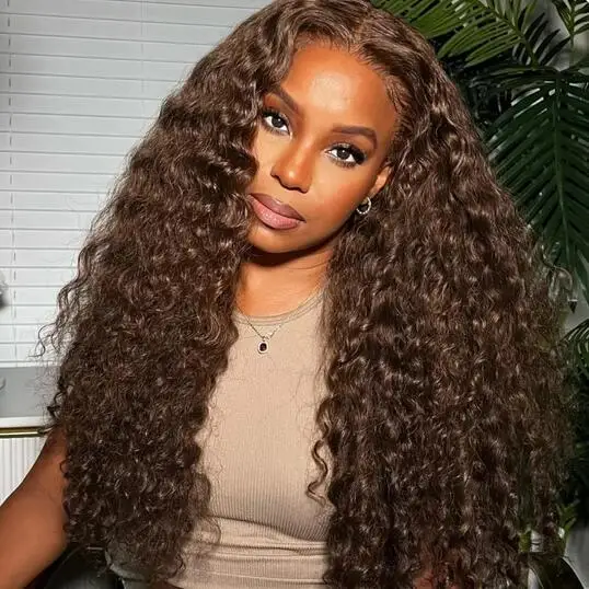 

13x4 Deep Wave Chocolate Brown Lace Front Wigs Human Hair For Women 13x6 Hd Glueless Lace Frontal Wig 4x4 Closure Human Hair Wig