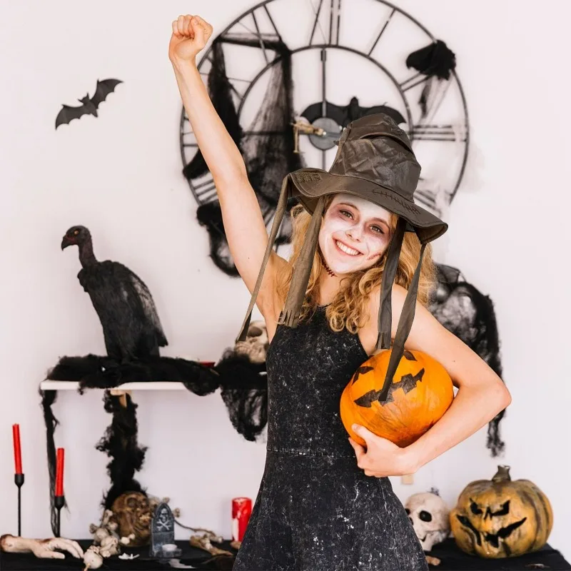 แฟชั่นฮาโลวีนภาพยนตร์ตัวช่วยสร้างแม่มดหมวกเรียงลําดับหมวกหนัง Halloween Party Props แต่งตัวหมวกคอสเพลย์เครื่องแต่งกายอุปกรณ์เสริม