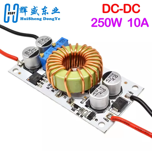 1 szt. Przetwornica DC-DC boost prąd stały mobilny zasilacz 10A 250W sterownik LED moduł podwyższający