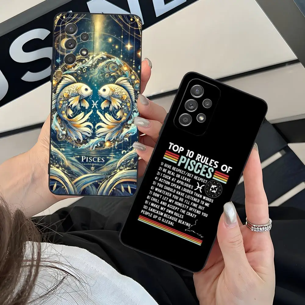 

Чехол для телефона с изображением знака зодиака Рыбы для Samsung Galaxy A56 55 54 53 52 51 36 35 34 23 16 15 5G, красочный, красивый