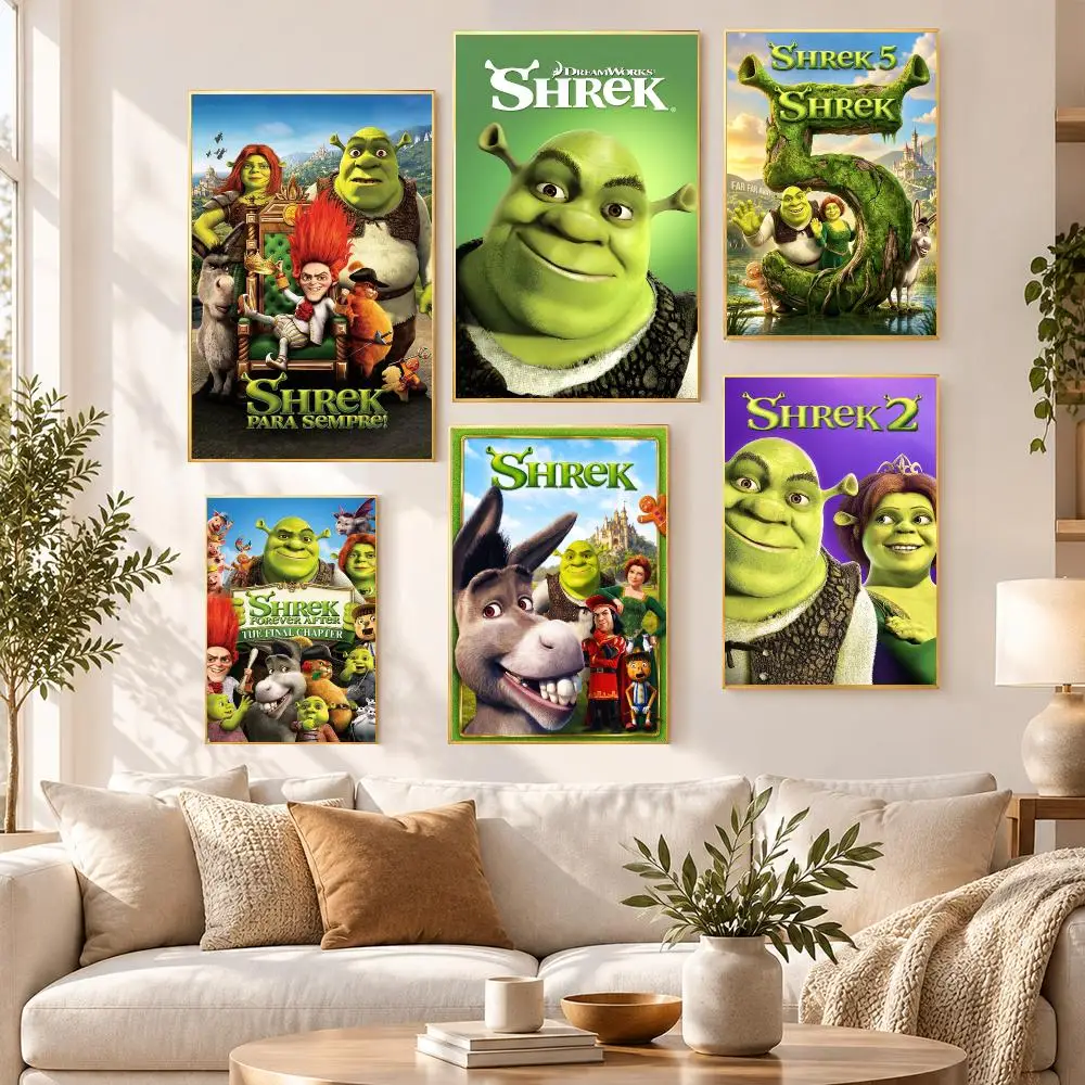 Movie Popular Popular Popular Shrek Poster HD Waterproof PP Self Adhesive Aesthetic Bedroom Dorm Gaming Room Home Decor Gift