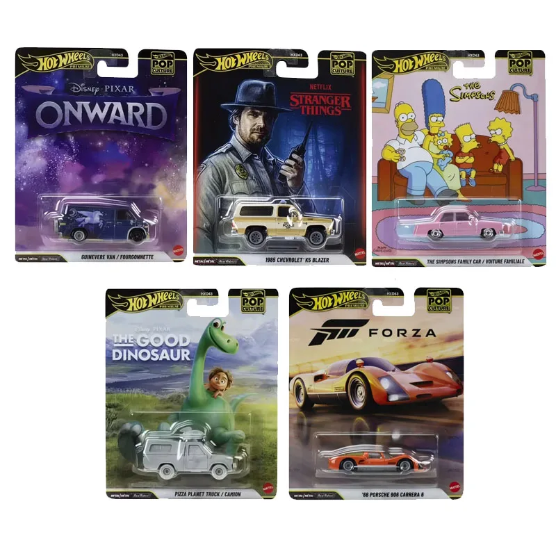Carrinhos Hot Wheels Premium Originais: Coleção Pop Culture 1:64 - Caminhão Pizza Planet, Van Guinevere e Porsche 906 Carrera 66 - Modelos Diecast