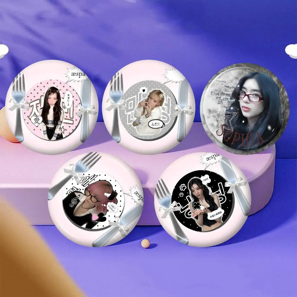 K-Katseye Global-Kpop 58mm Cute Anime Figure Icon Badge Handmade Tinplate Brooch for Backpack Clothes Chest Ornament Gifts