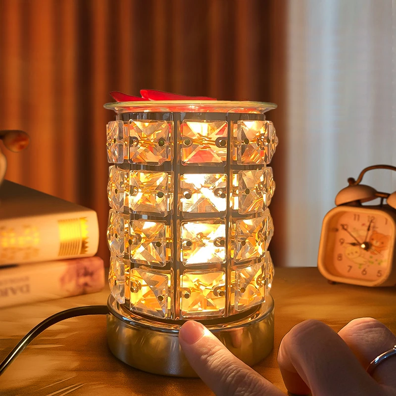 Nowoczesna wykwintna luksusowy kryształ lampa stołowa stopiony wosk do aromaterapii regulacja temperatury świeca podgrzewanie lampka nocna
