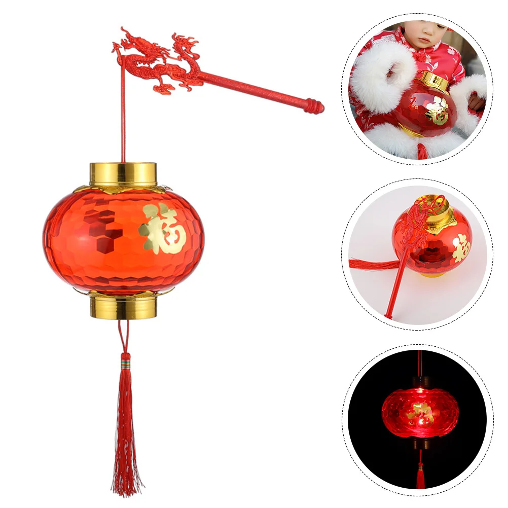 

Handheld Red Plastic Lantern LED Glowing Lantern Home Festival Wedding Party Decoration New Year Ornament Festival Ornament