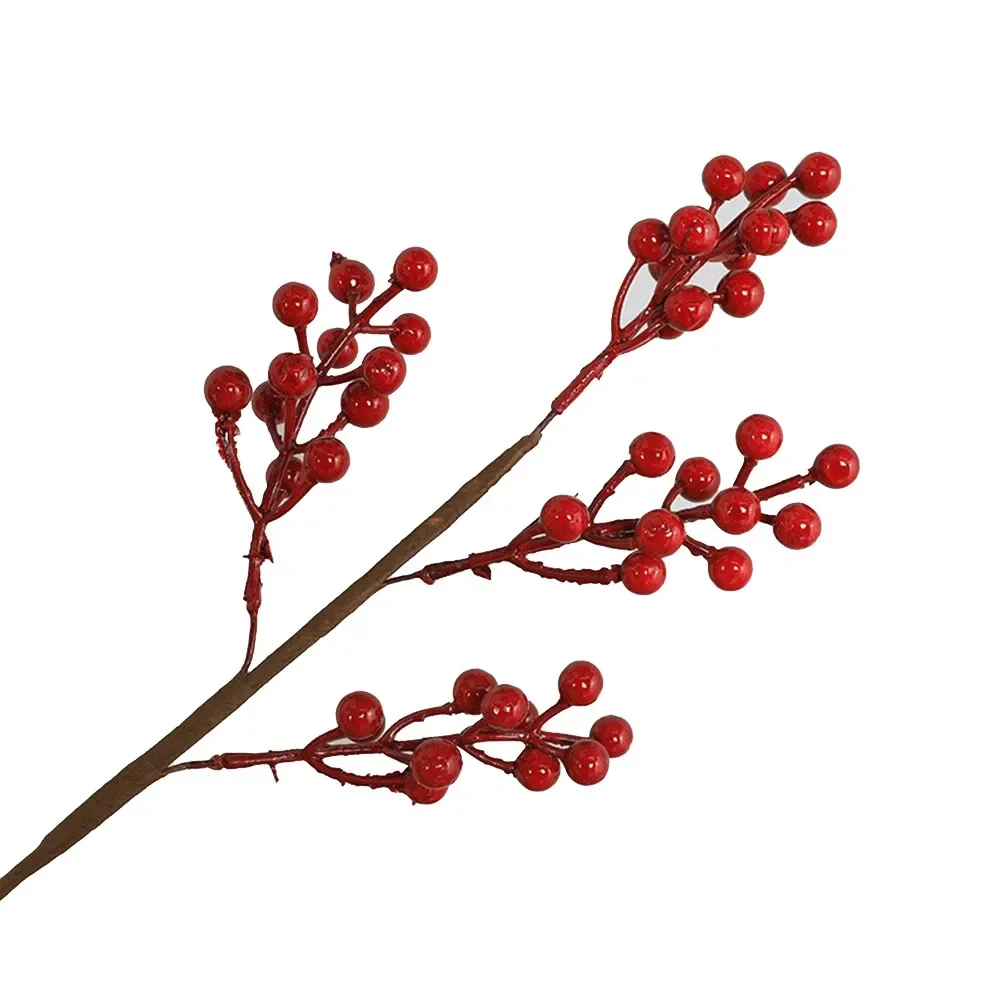 Flower Artificial Red Berry Useful 1PCS 1X 5 Branches 50cm Berry Stems Holly Plastic Portable Tree Decorations