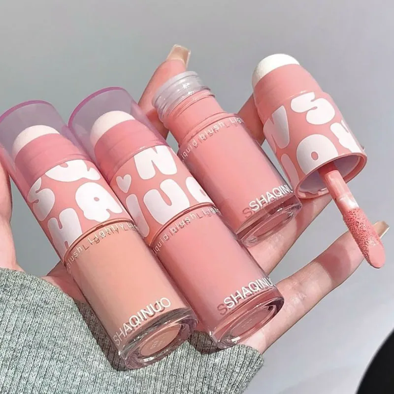 Double-ended Liquid Sponge Head Blush Waterproof Natural Lasting Matte Blusher Brightening Facial Contour Cheek Makeup Cosmetics