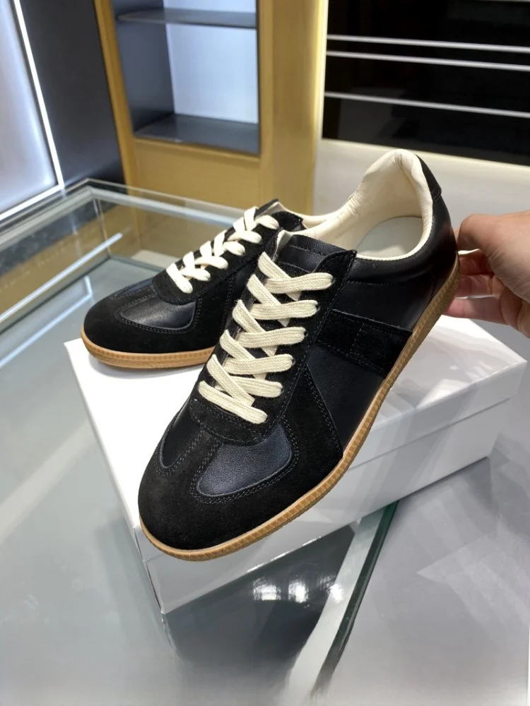 

Soft Breathable Calfskin Retro Fashionable Men's Casual Sports Deqin Shoes Spring Summer Low Top Glue Adhesive Rubber Sole