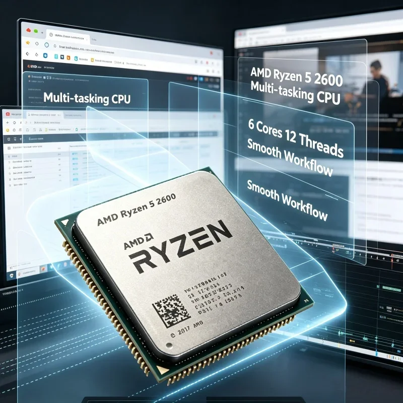 Energy Saving Desktop Chip R5 2600 65W TDP Zen+ Architecture 6C12T Socket AM4 Processor For Daily Office Work