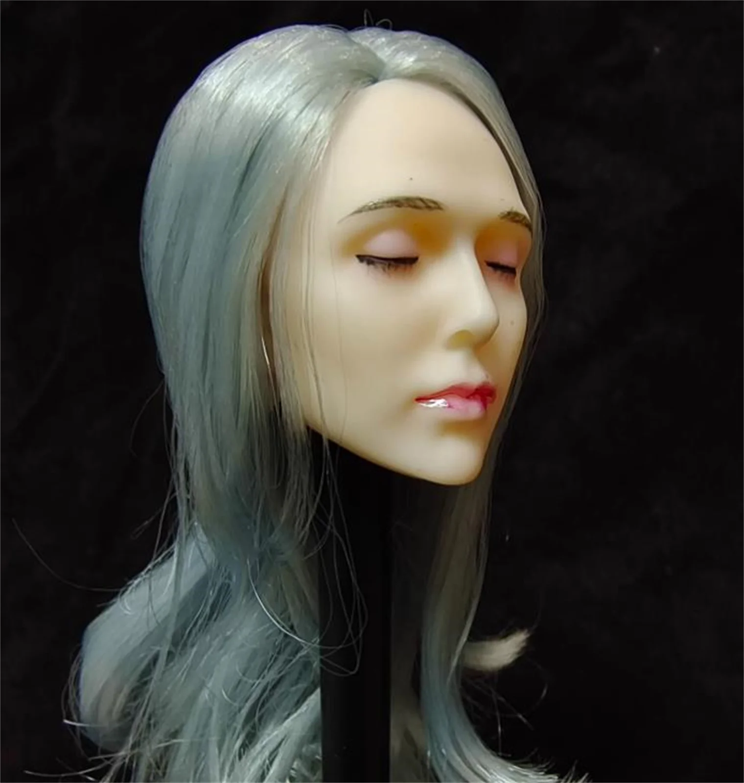 1/6 Female Grey Hair  Head  Expression Women Anime Toys  Girls  Sculpt  Close eyes  Model for 12 " TBL PH  Figure Body