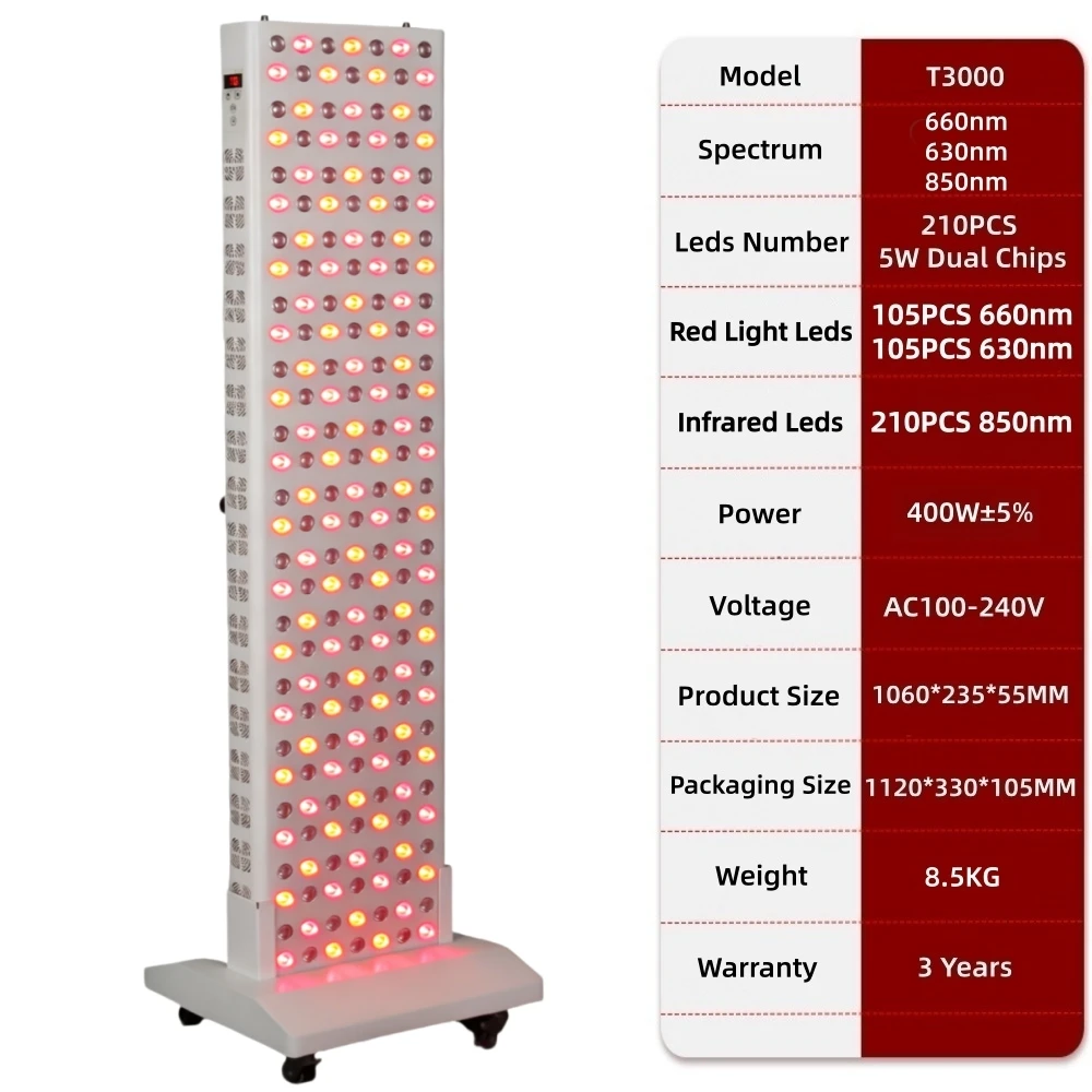 EU Stekker 630nm 660nm 850nm Near Infrared Therapie Licht LED Beauty Apparaten Dubbele chips LED Rood Licht Therapie Paneel Voor Gezicht & Lichaam