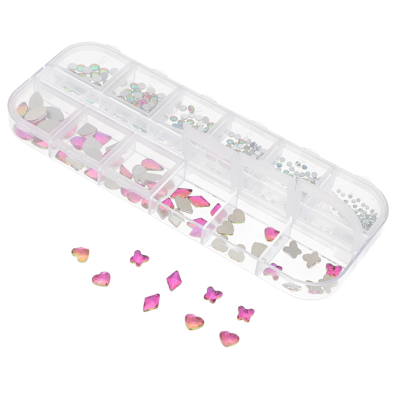 Nagelharz, Diamanten, Strasssteine, dekorative Ornamente, verschiedene Farben. Wählen Sie Ihren Stil. Nageldiamant-Maniküre-Charm