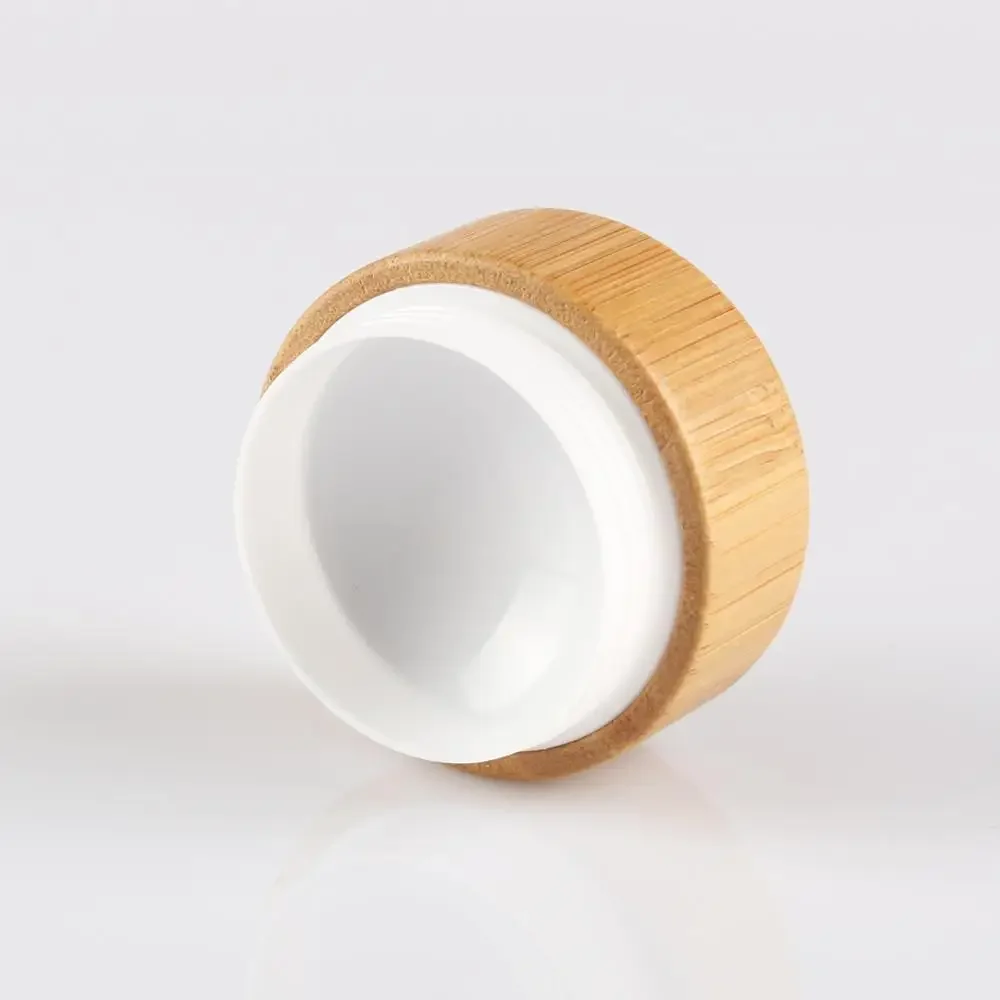 

selling plastic jar with lid bulk Bamboo Covered Cream Plastic Jars Face Cream Container lipgloss tubes wholesale，face cream jar