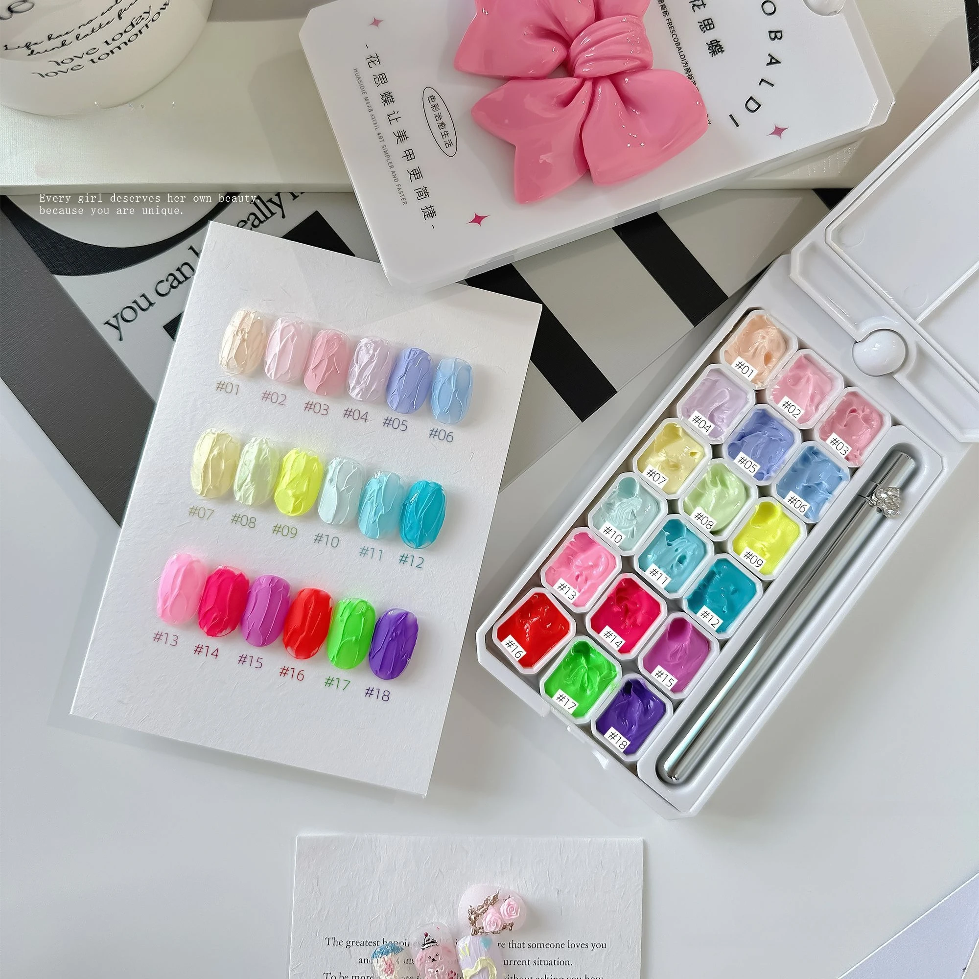 18Colors Solid Oil Painting Gel Nail Polish Dopamine Multi-color High Saturation Texture Glue Nail Art Creation for Manicure