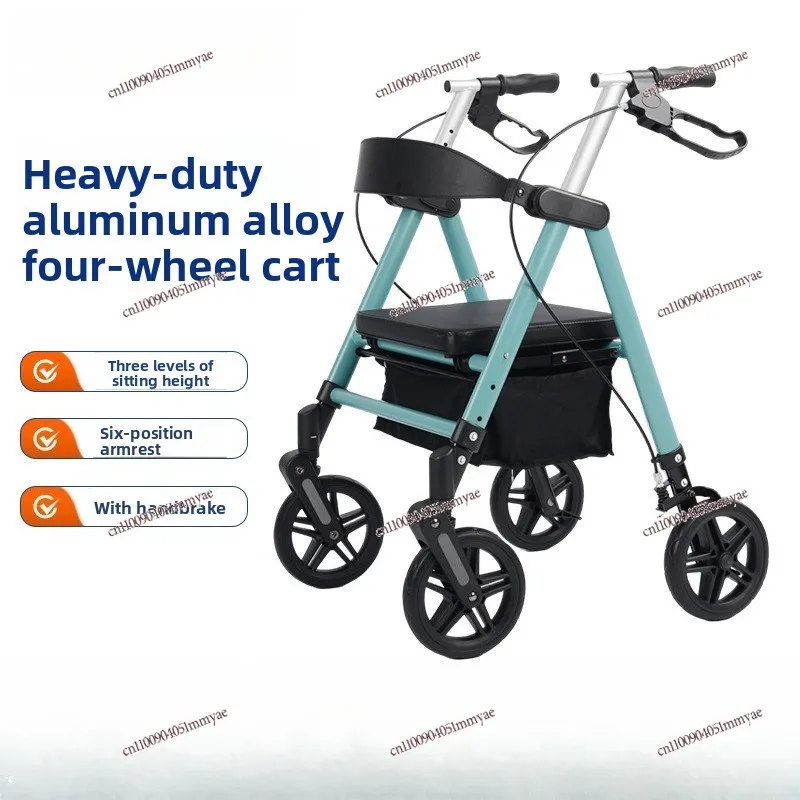Portable Assembly Elderly Walker Walking Trolley Rehabilitation Walking Aid Shopping Cart with Shopping Belt
