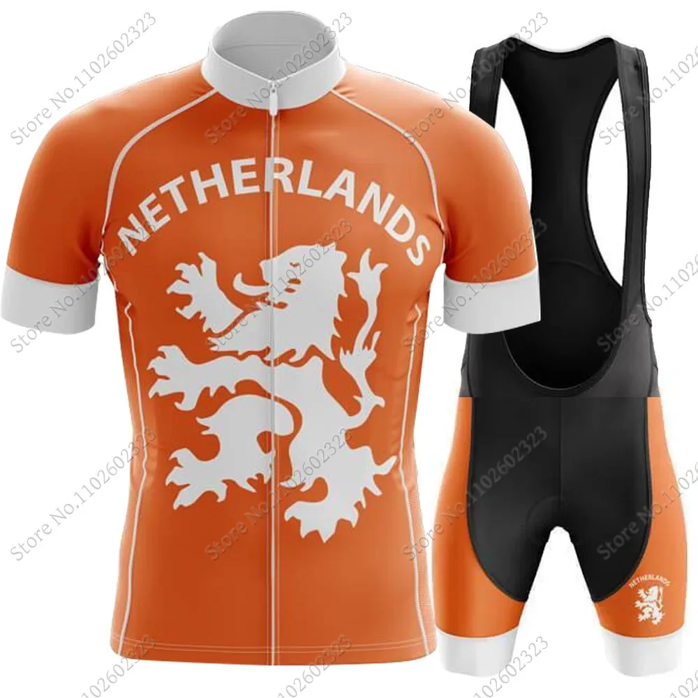 Netherlands 2024 Flanders Cycling Jersey Set Mens Clothing Road Bike Suit Mountain Bicycle Shirt Bib Shorts MTB Ropa Maillot