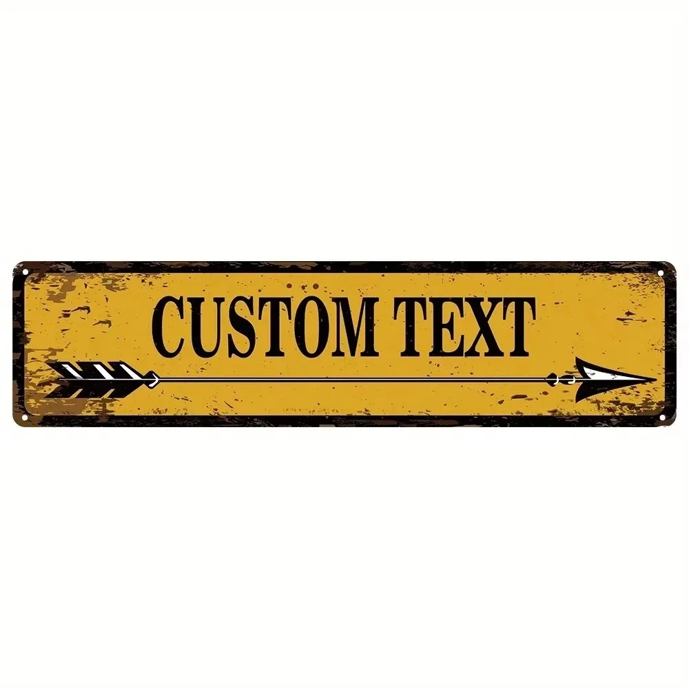 CIFbuy 40×10cm Vintage Arrow Metal Wall Plaque, Personalized Custom Text, Farm Garden Home Indoor Outdoor Wall Art Decor