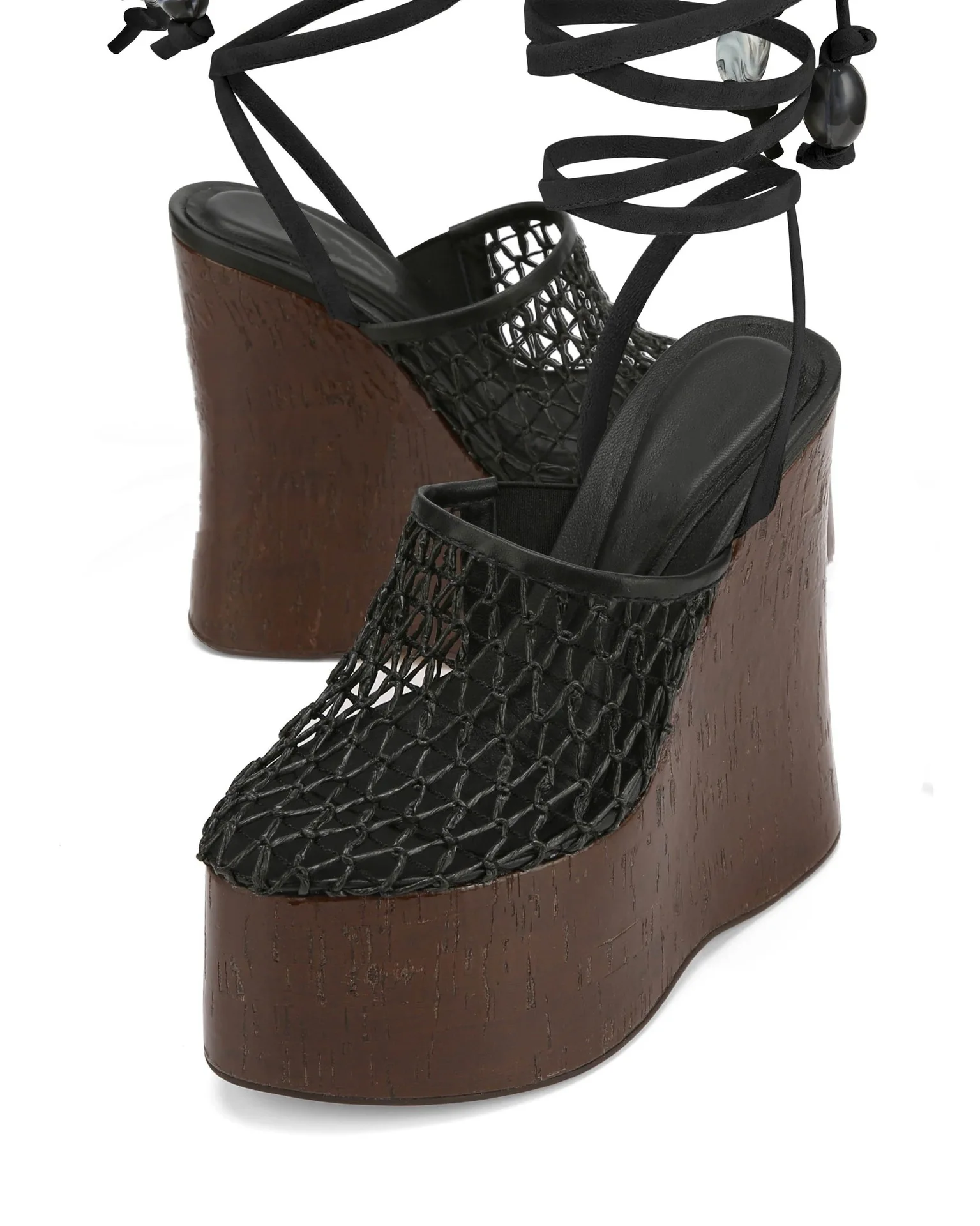 

Женские сандалии на танкетке, с круглым носком, сетчатый дышащий ремешок на щиколотке, однотонная летняя женская обувь на толстой подошве, непромокаемая обувь на массивном каблуке