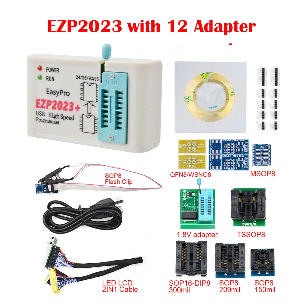 

EZP2023 USB SPI High Speed Programmer with Adapter Support 24 25 93 95 EEPROM Flash Bios for Windows 2000 XP Vista 7 8 10