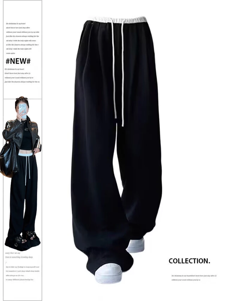 Pantaloni della tuta gotici neri da donna larghi Y2k Harajuku pantaloni da jogging Oversize pantaloni larghi Vintage a vita alta Emo 2000s anni '90 vestiti