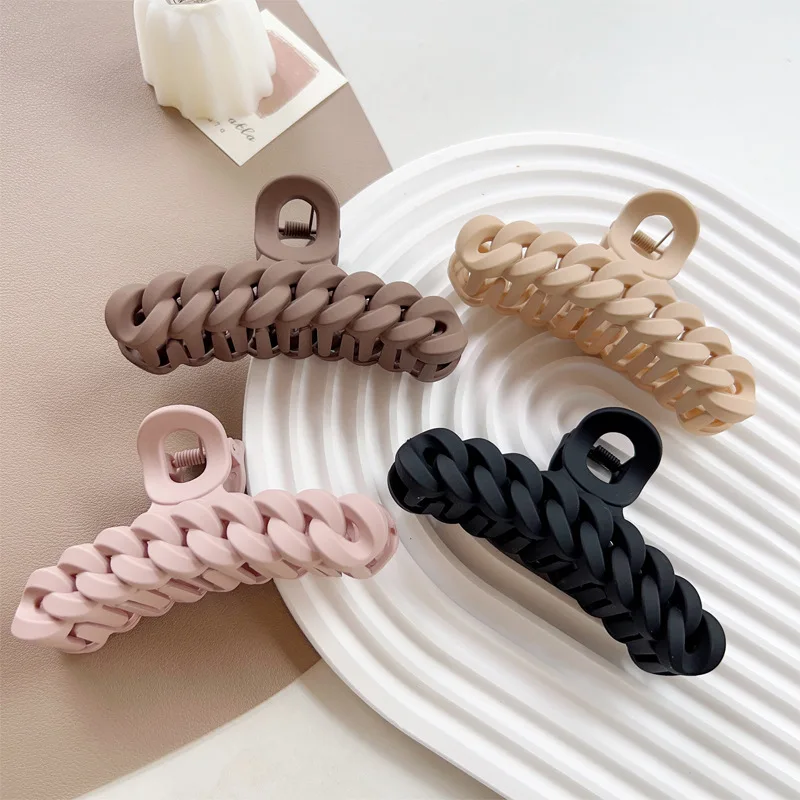 Vintage Chain Hair Claw Grab Clip Acrylic Large Hair Claw Hairpin Geometric Barrettes Crab Girl Headwear Hair Accessories