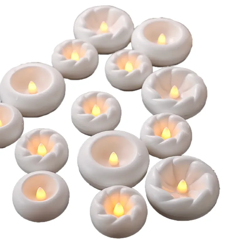 12pcs Floating LED Candles Waterproof Electronic Tea Lights Pool/Wedding Decor Outdoor Camping Bathroom Atmosphere Lights Bulk