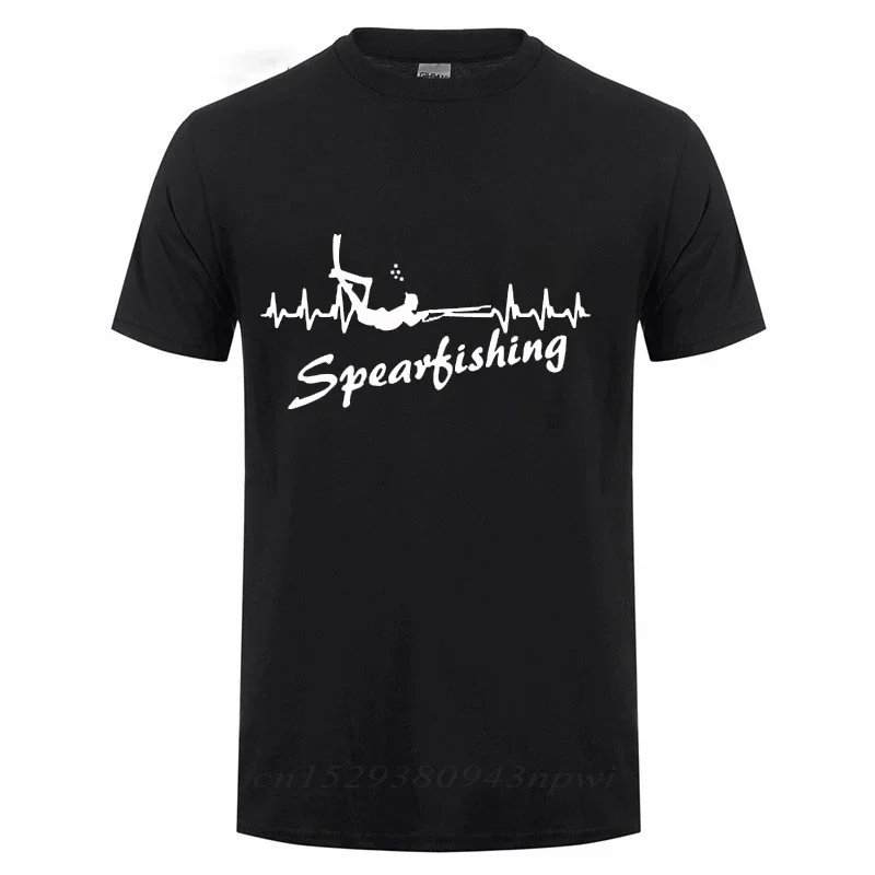 

It's In My HeartBeat Spearfishing T Shirt Scuba Diver Spear Fishinger Brand Cotton Short Sleeve Slim Fit T-Shirt Men Clothing