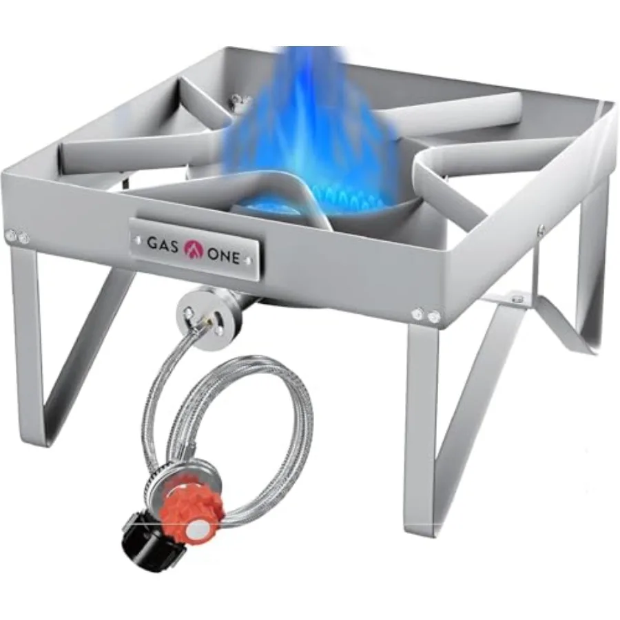 

GasOne Outdoor Propane Burner High Pressure Camp Stove with Adjustable Regulator and -Braided Hose