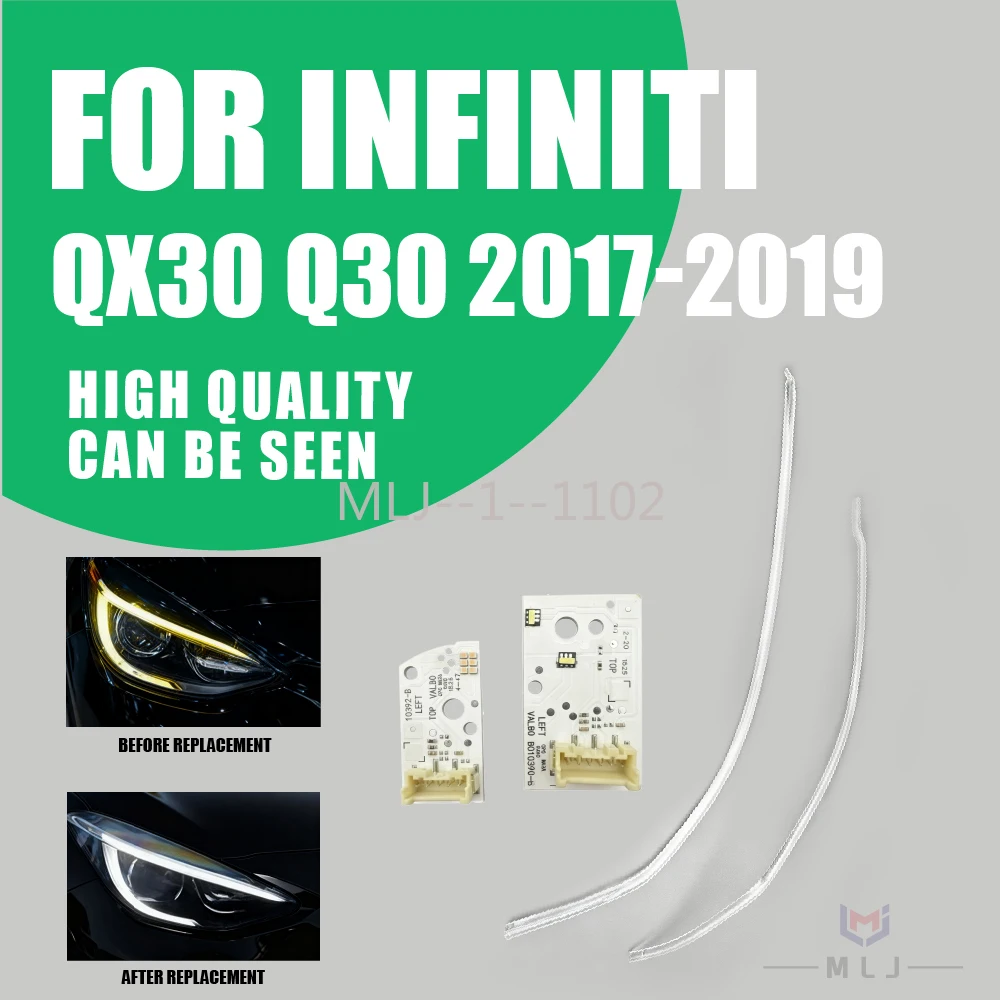 

NEW For Infiniti QX30 Q30 2017-2019 Car LED Light chip DRL Headlight Light Guide Strip Daytime Running Light Tube Bar Angel Eye