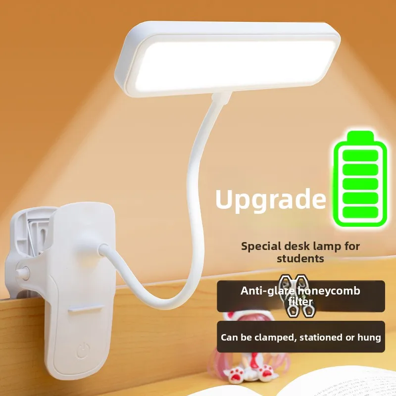 

360 ° flexible learning desk lamp with USB rechargeable white easy to clip night light,suitable for bedroom learning and reading