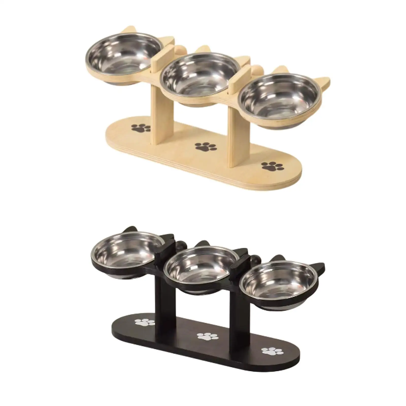 Comedero elevado madera para gato y perro pequeño – plato inoxidable