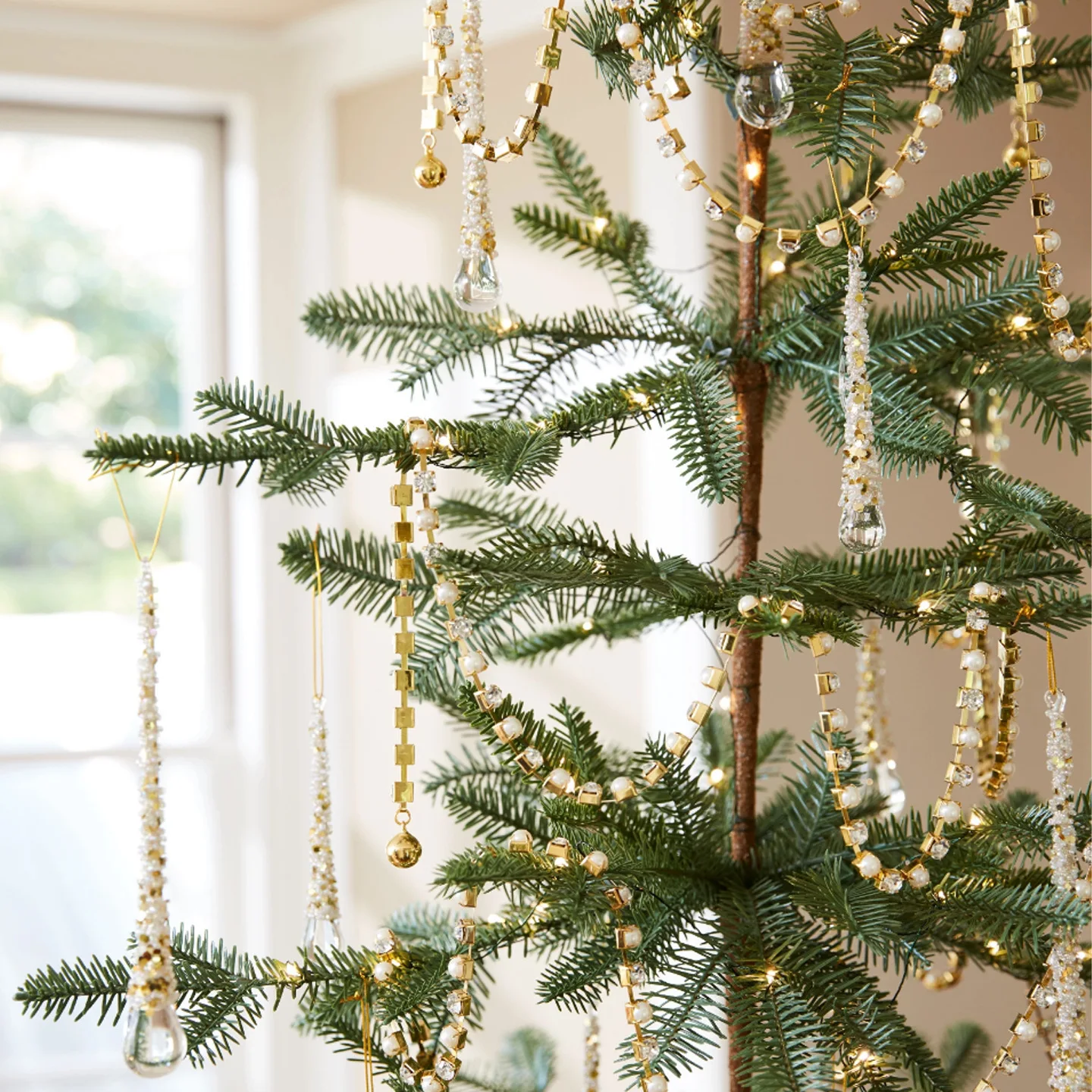 

New 1/2/4Pcs Christmas Decorations Glitter Icicle Rhinestone Chain Christmas Tree Hanging Christmas Scene Setting Ornament