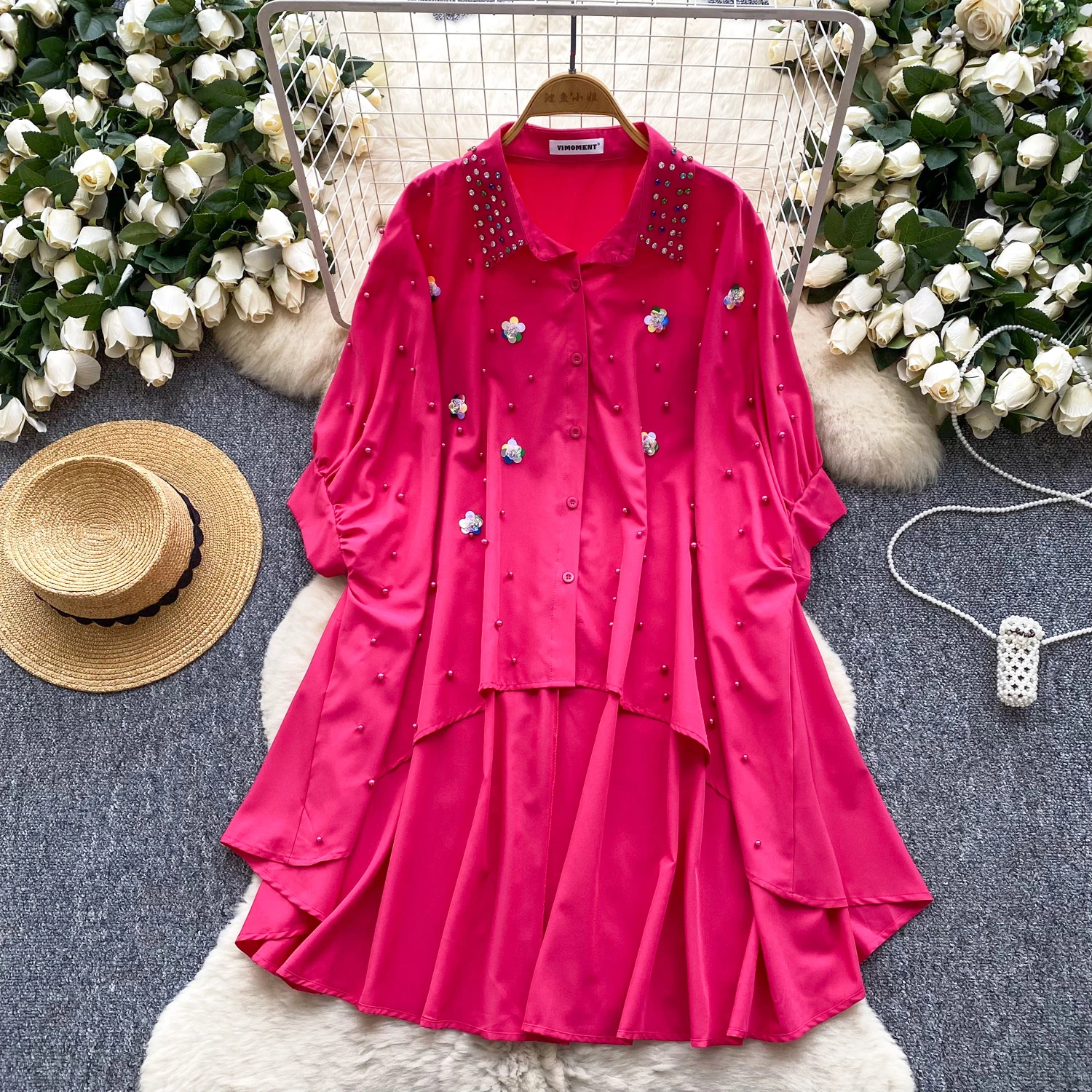 

Chic asymmetrical Three-dimensional button blouse Sexy Basic Tees Fashion Women Streetwear hotsweet women clothing