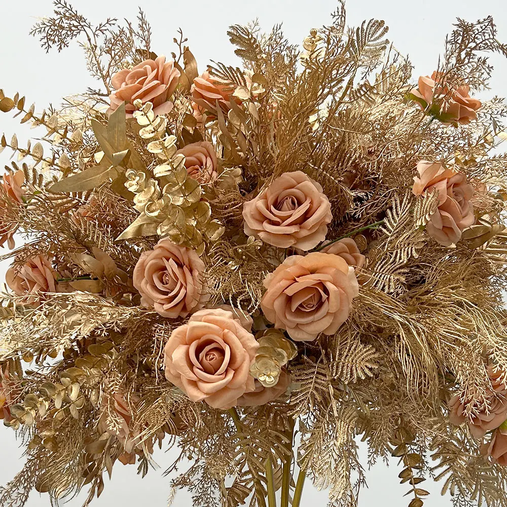 GNW Luxury Customized Silk Flower PE Foam Ball Vintage Pampas Floral Wedding Centerpiece Table Backdrop Decor