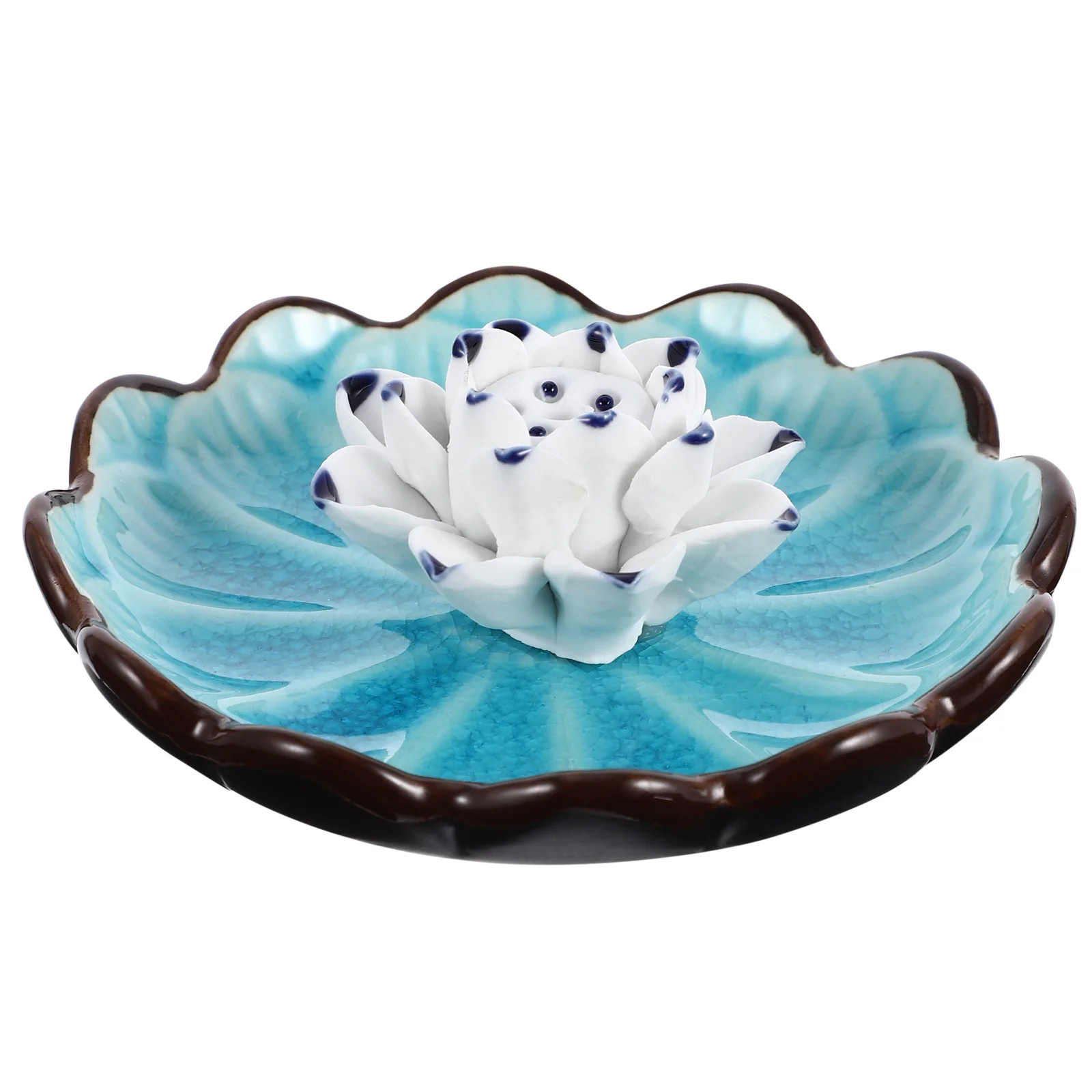 

Lotus Shape Incense Stick Tray Ceramic Holder Decorative Ornament for Living Room Office Desktop Incense Accessory