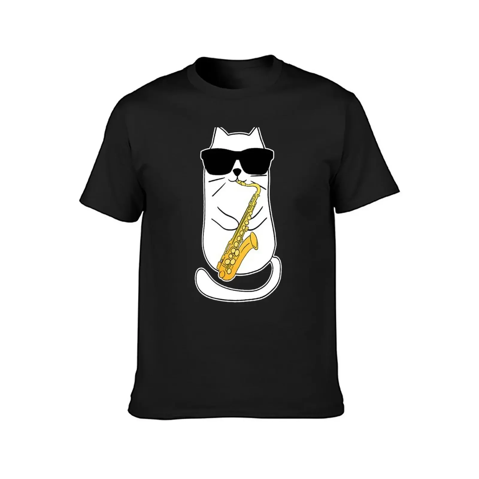 Saxophone Cat Musician Jazz Music Lover T-Shirt vintage t shirts tees anime stuff shirts graphic tee men