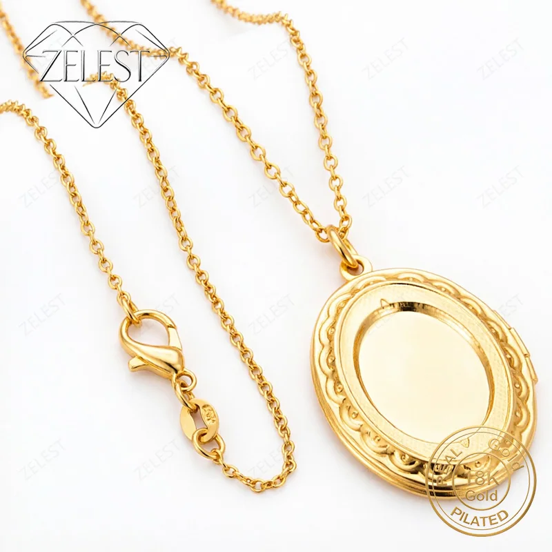 18K Gold Plated 16-30 Inch Exquisite Oval Reversible Pendant Necklace Fashionable Women Wedding Gift Accessory