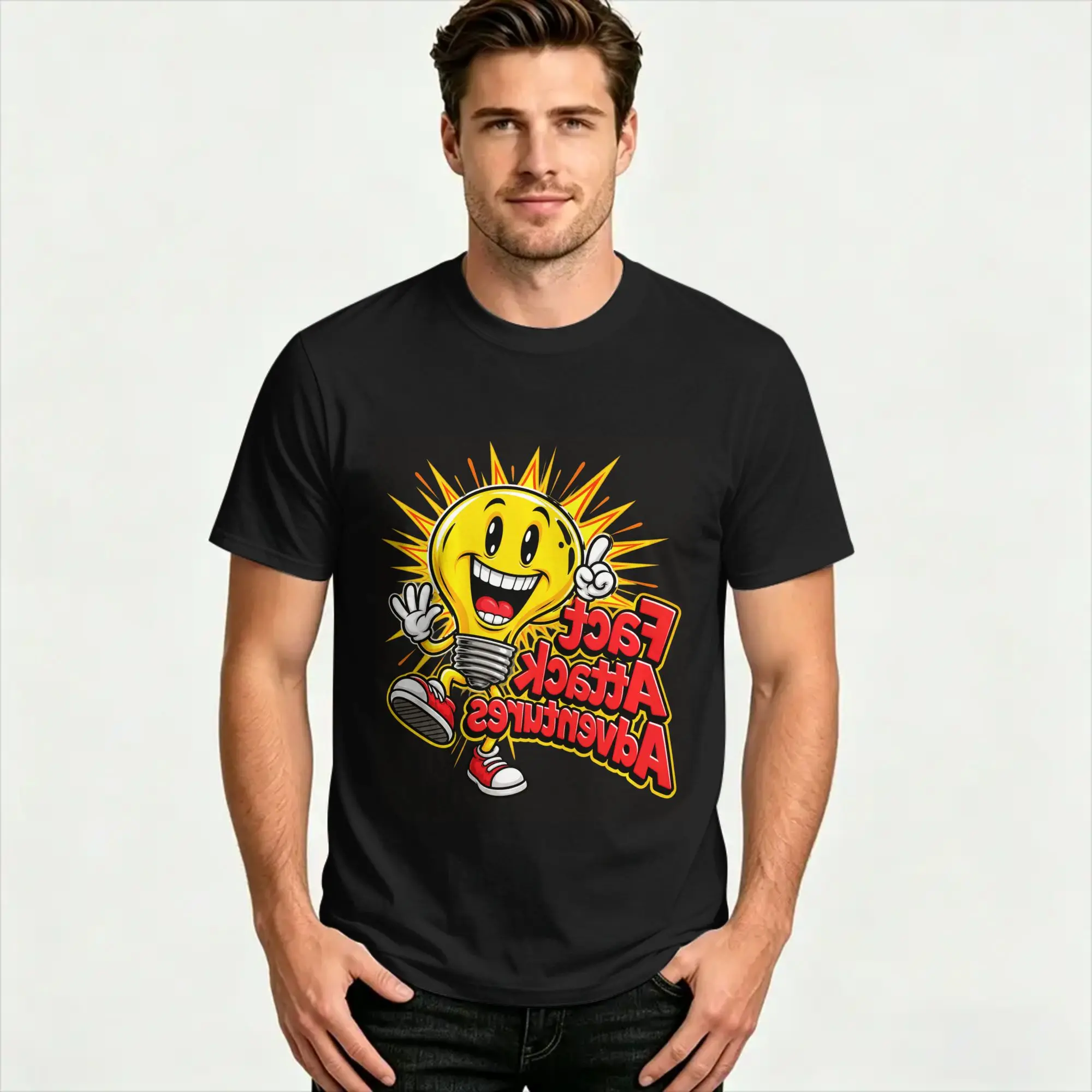 Novelty Fact Attack Adventures T-Shirts for Men O Neck 100% Cotton T Shirts  Short Sleeve Tees Plus Size Tops