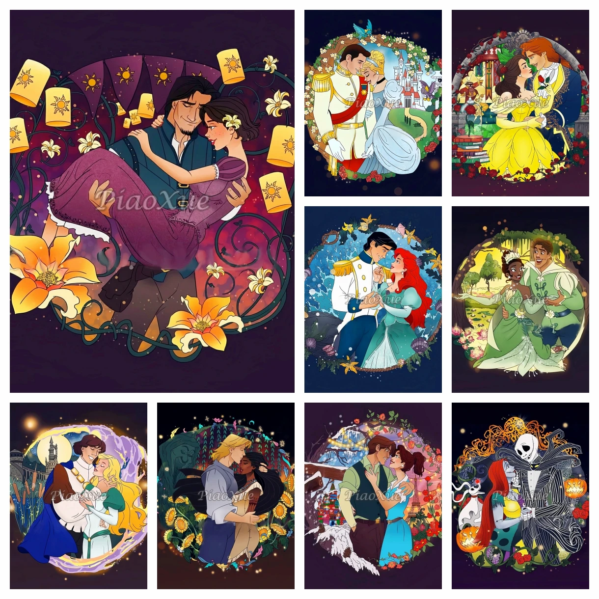 Disney Diamond Painting Cinderella Ariel Princess Embroidery Cross Stitch Jasmine Belle Mosaic Rhinestones Handmade Gift