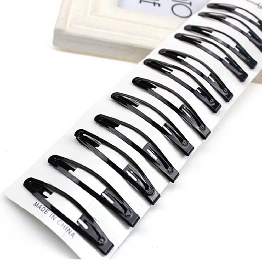 

10 Pcs Kids Barrettes Girls Snap Hairpins Black Clips for Button Paint Miss Bangs