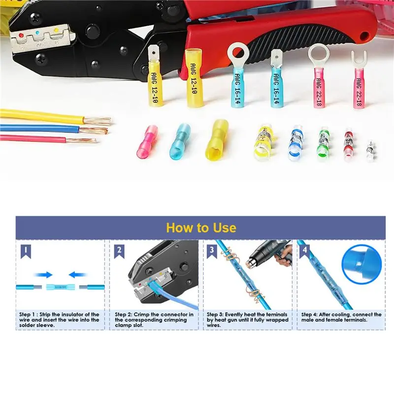 GTS 210PCS Heat Shrink Butt Connectors, Marine Grade Electrical Wire Connectors Kit, for Cable,Boat,Wiring