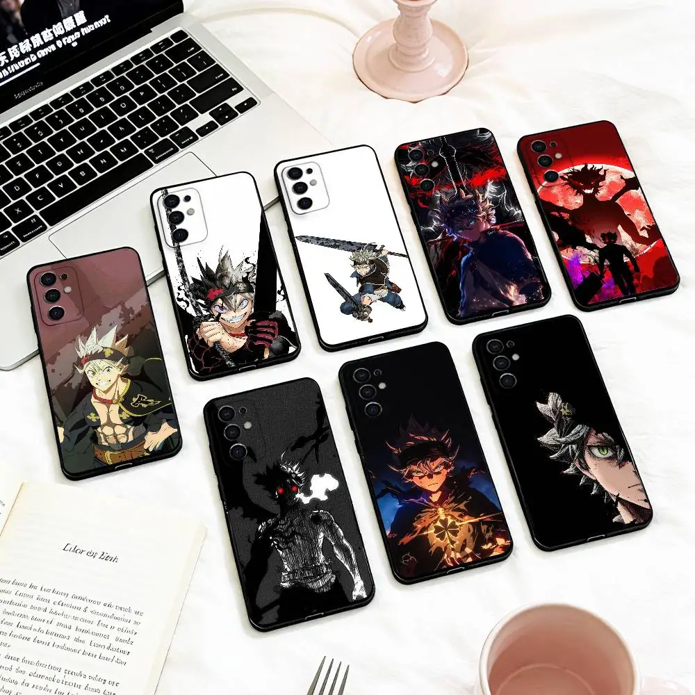 Magic B-Black C-Clover     Phone Case For Samsung S 25,24,23,22,30,21,10,9,Ultra,Plus,Lite,FE,4,5 G Soft Black Case