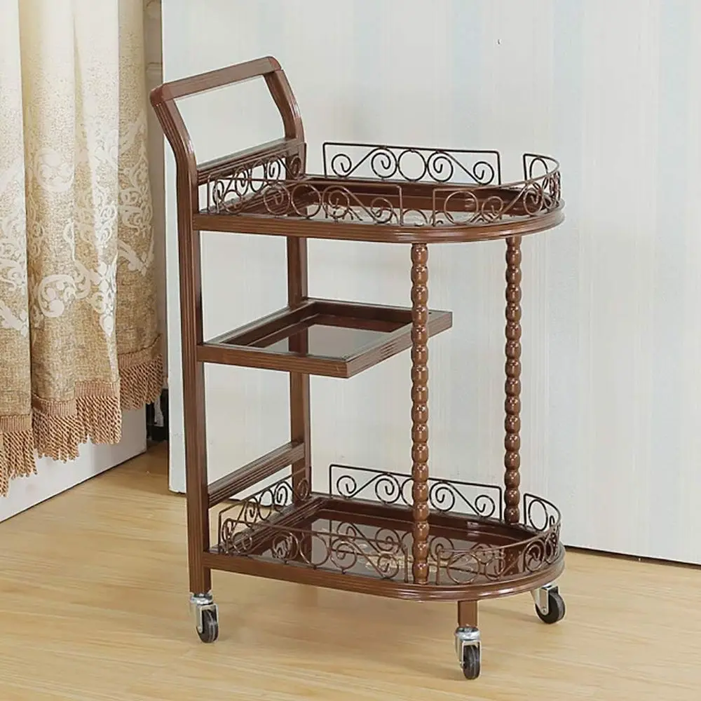 

Мобильная кухонная тележка с элегантным кружевом для отеля и ресторана — стильное хранилище и утилита для столовой и общественного питания