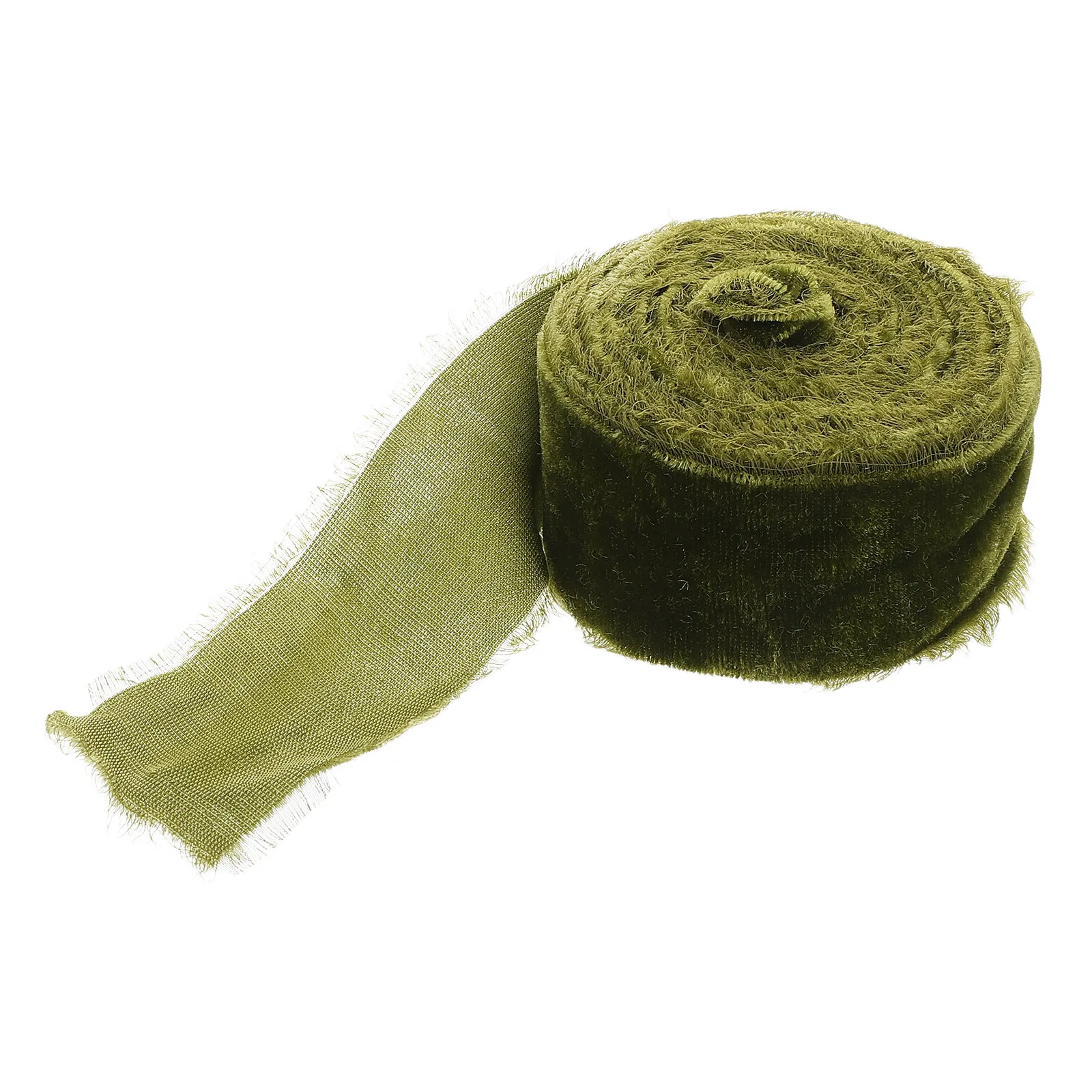 Ruban à franges déchirées à la main, vert élégant, en tissu vintage, pour bouquet de mariage, emballage cadeau, décoration rustique, fournitures artisanales