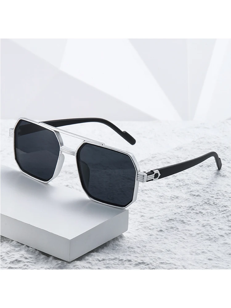 Lunettes de soleil carrées personnalisées à Double faisceau, tendance, à grande monture, européennes et américaines, nouvelle mode 2026