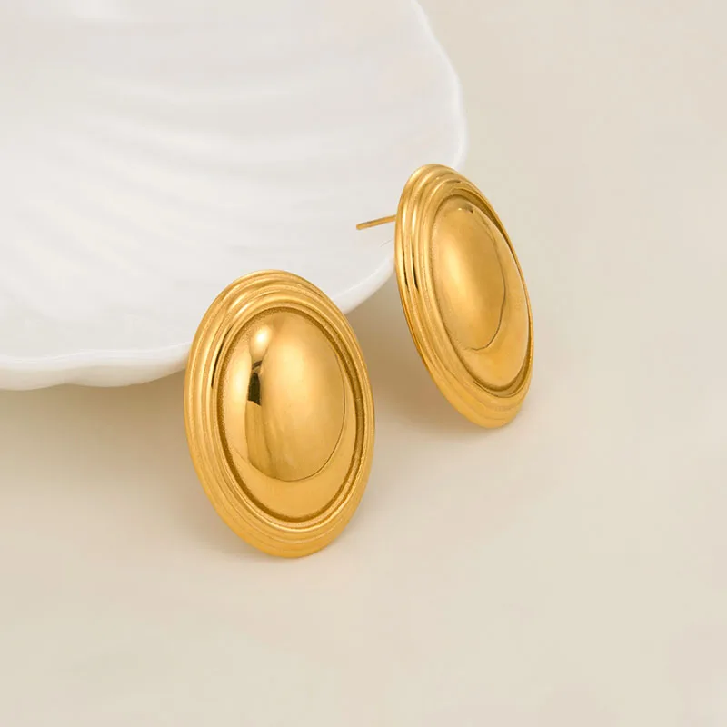 أقراط بيضاوية الشكل للنساء أقراط هندسية مجوهرات من صلب لا يصدأ مجوهرات مقاومة للماء جديدة في عام 2026