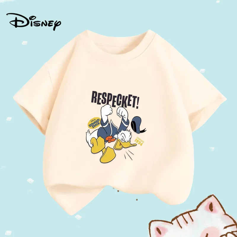 

Summer Children Boy Clothes Disney Donald Duck Cartoon Print T-shirts Fashion Kid Girls Short Sleeve Crew Neck Top