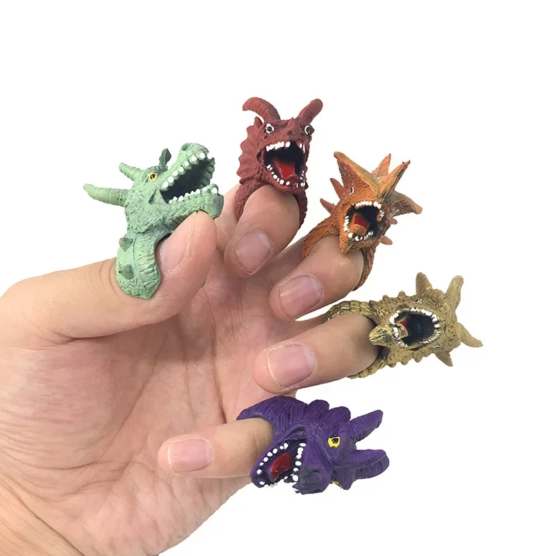 

HOT SALE Mini Cartoon Realistic Dragon Dinosaur Finger Puppets Role Playing Toy Children's Tell Story Prop Trick Funny Toy