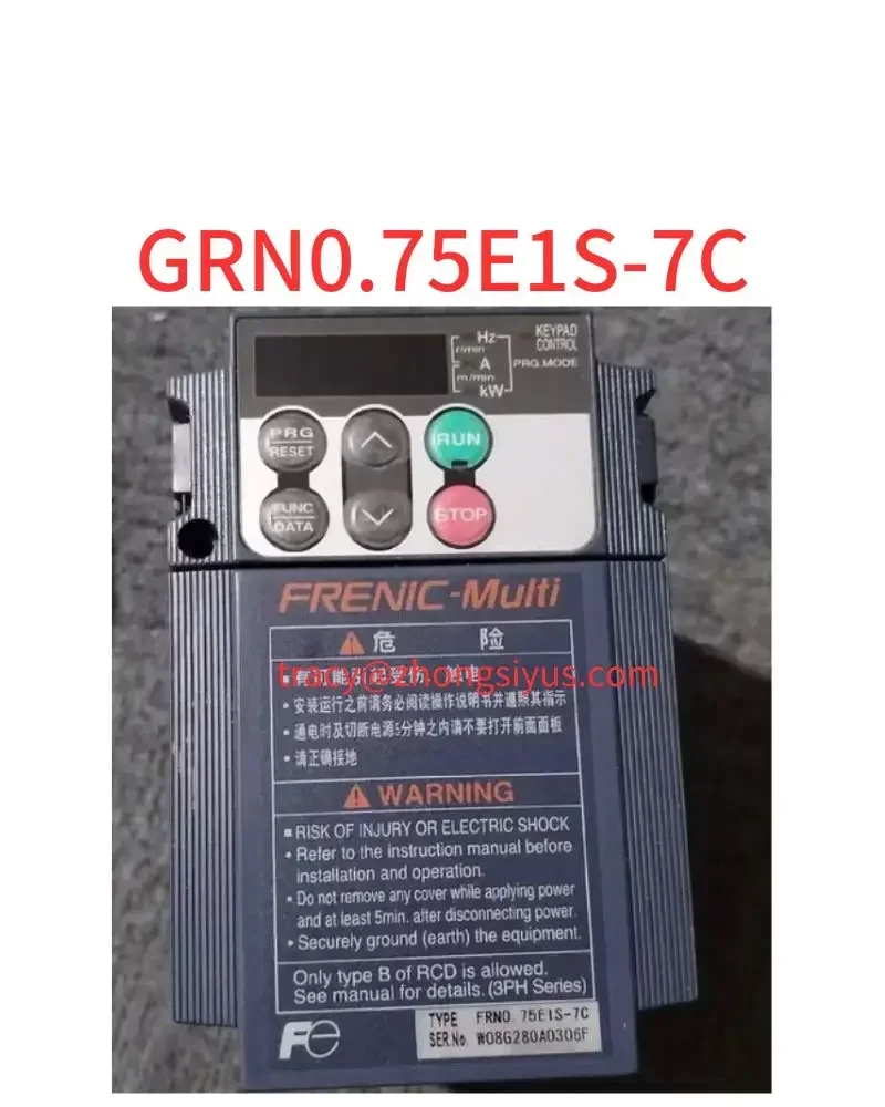 

Used frequency converter, GRN0.75E1S-7C, 0.75KW 220V, function package